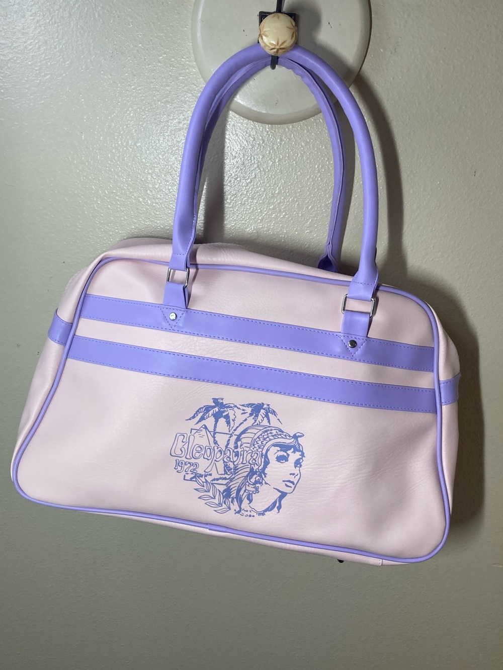 NEW Krewe of Cleopatra Mardi Gras 2026 Pink/Purple Faux Leather Duffle Bag